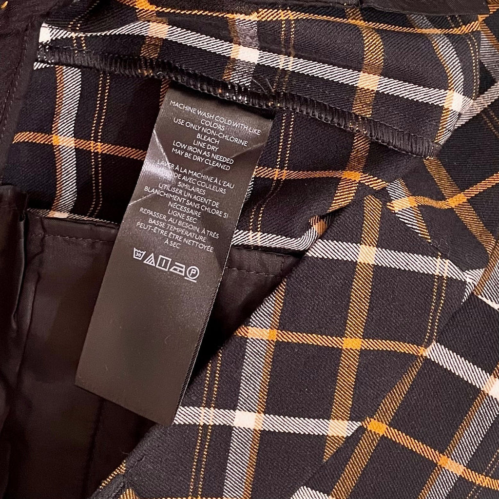 NWT!! ANTHROPOLOGIE The Essential Plaid Pants Black Orange Academia Preppy 10