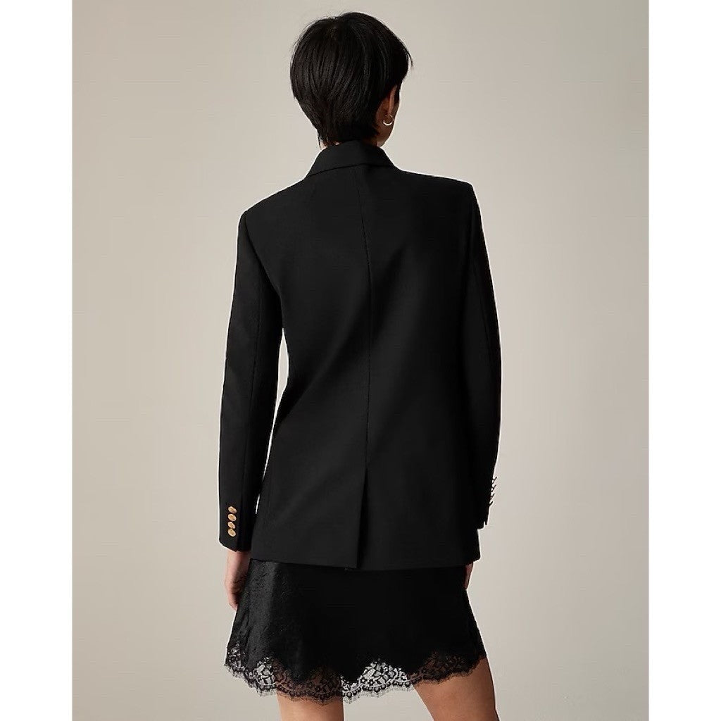 NWT!! J. CREW Vivienne Blazer Italian Bi-Stretch Wool Blend Black Preppy Size 16