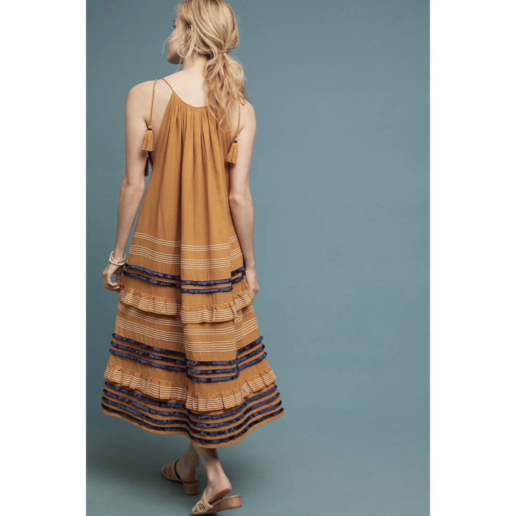 NWT!! Anthropologie COREY LYNN CALTER Serena Trapeze Dress Tiered Maxi Large