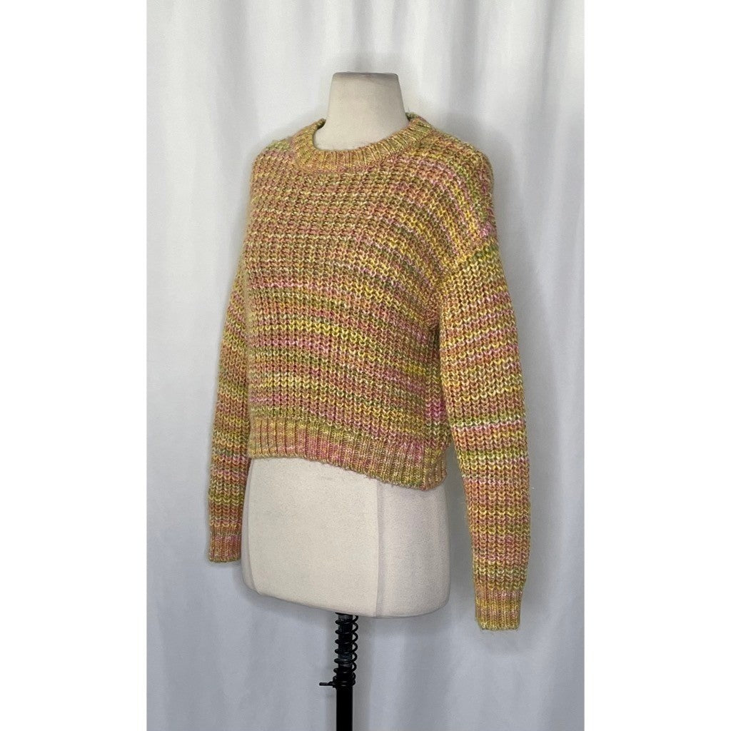 ANTHROPOLOGIE Ribbed Obi Melange Crewneck Sweater Pullover Knit Marled Small