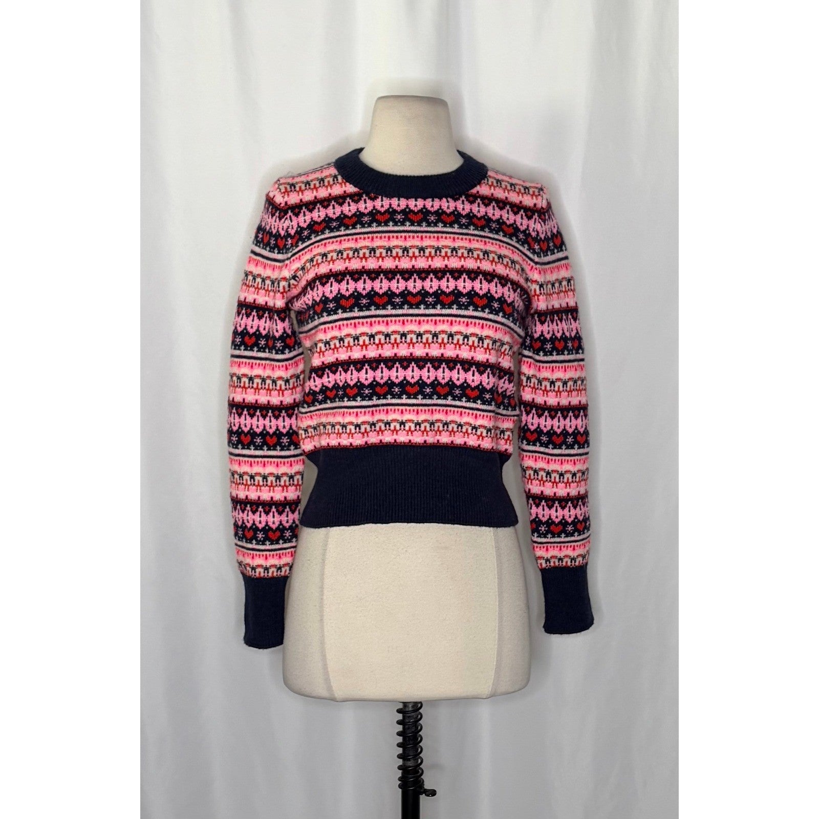 NWT!! J. CREW Fair Isle Crewneck Sweater Lambswool Wool Knit Blend XX-Small XXS