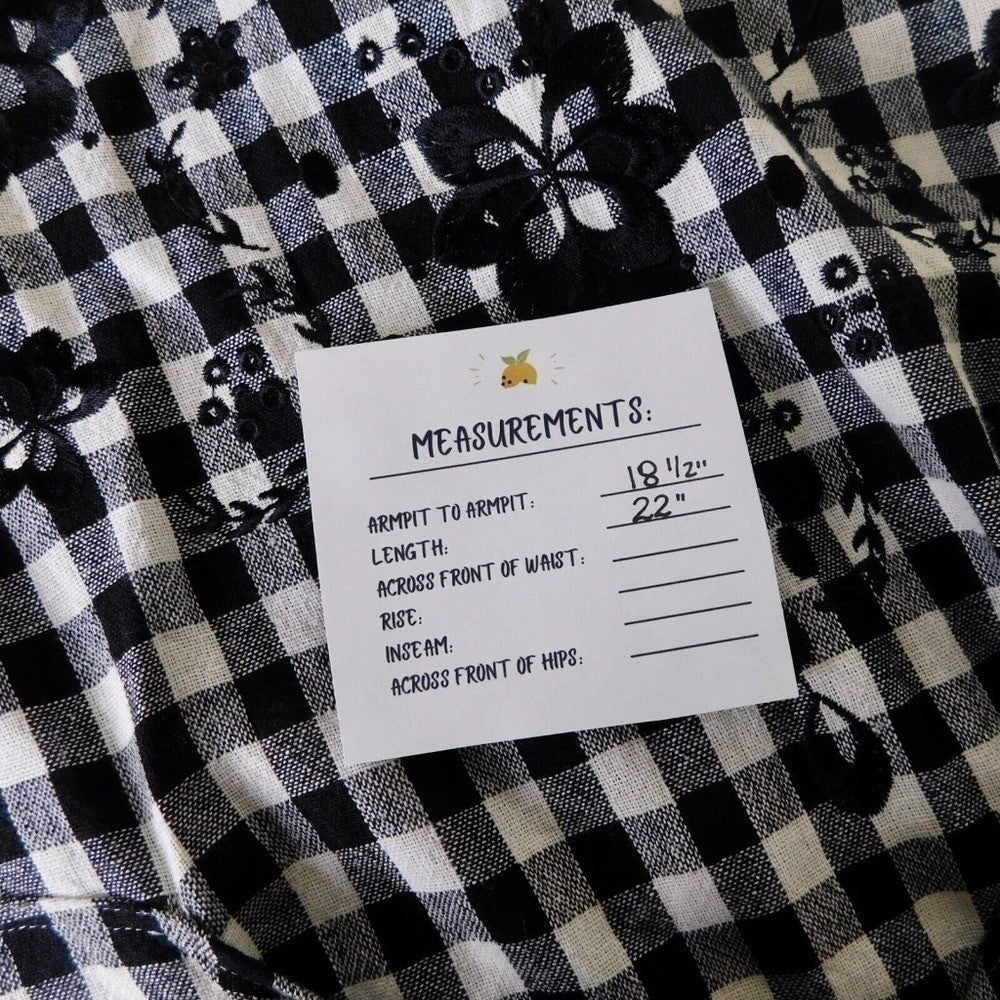 NWT!! Anthropologie SEEN WORN KEPT Black & White Gingham Top Embroidered Size 4