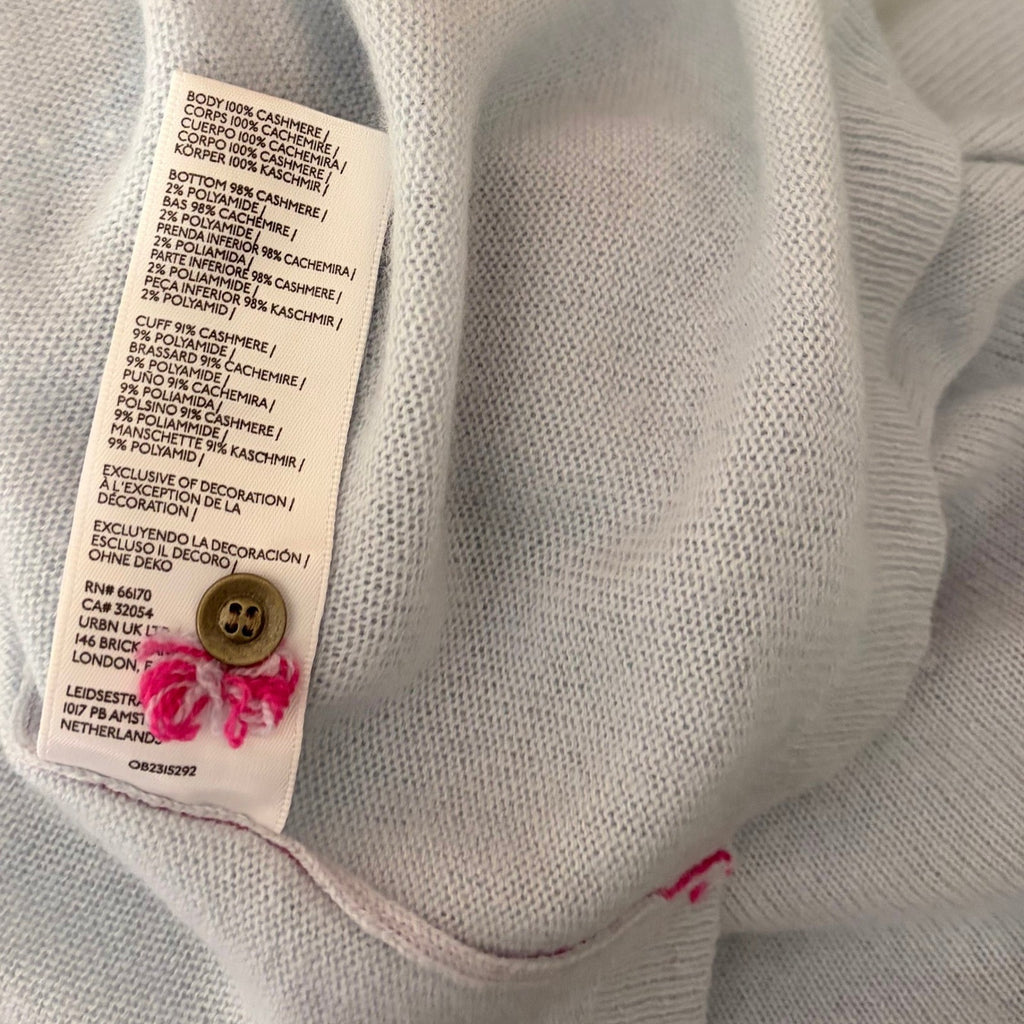 Anthropologie PILCRO The Jensen Cashmere Crop Polo Sweater Soft Sea Dog X-Small