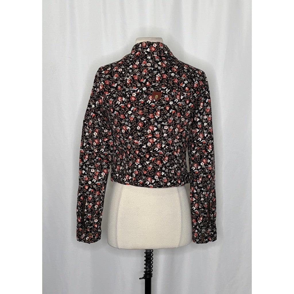 Anthropologie HEI HEI Cropped Tinsley Bomber Moto Jacket Floral Print Size 6