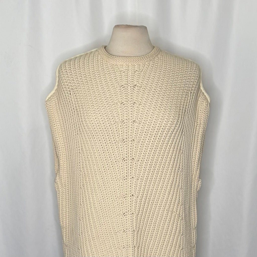 RAG & BONE Shane Sweater Vest Ivory Light Dove Sleeveless Cream Knit Small