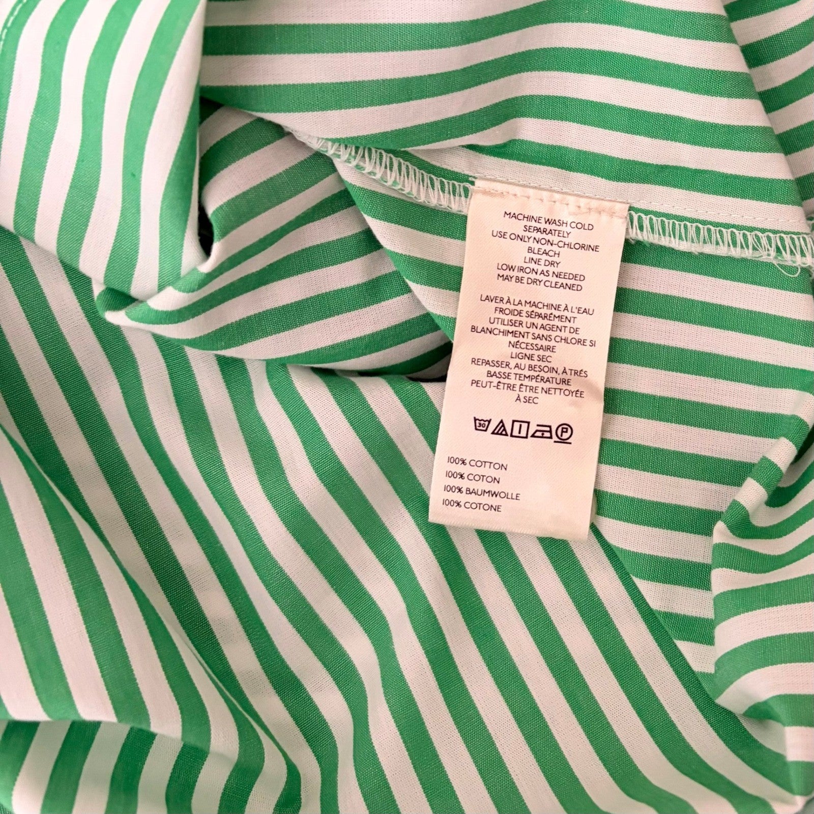 Anthropologie MAEVE The Bennet Green Stripe Buttondown Shirt Top Medium