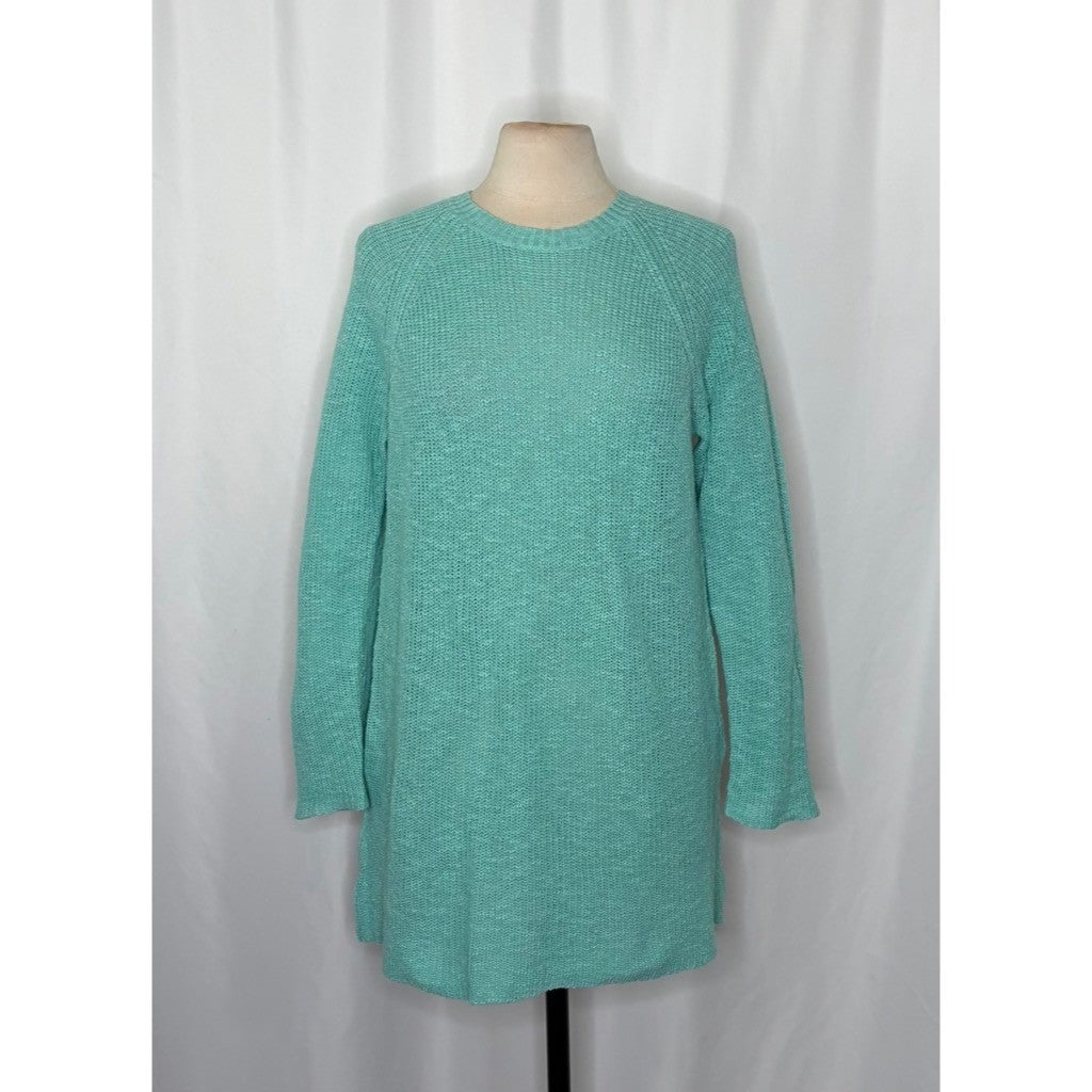 NWT! EILEEN FISHER Organic Linen Cotton Round Neck Tunic Sweater Shining Water M