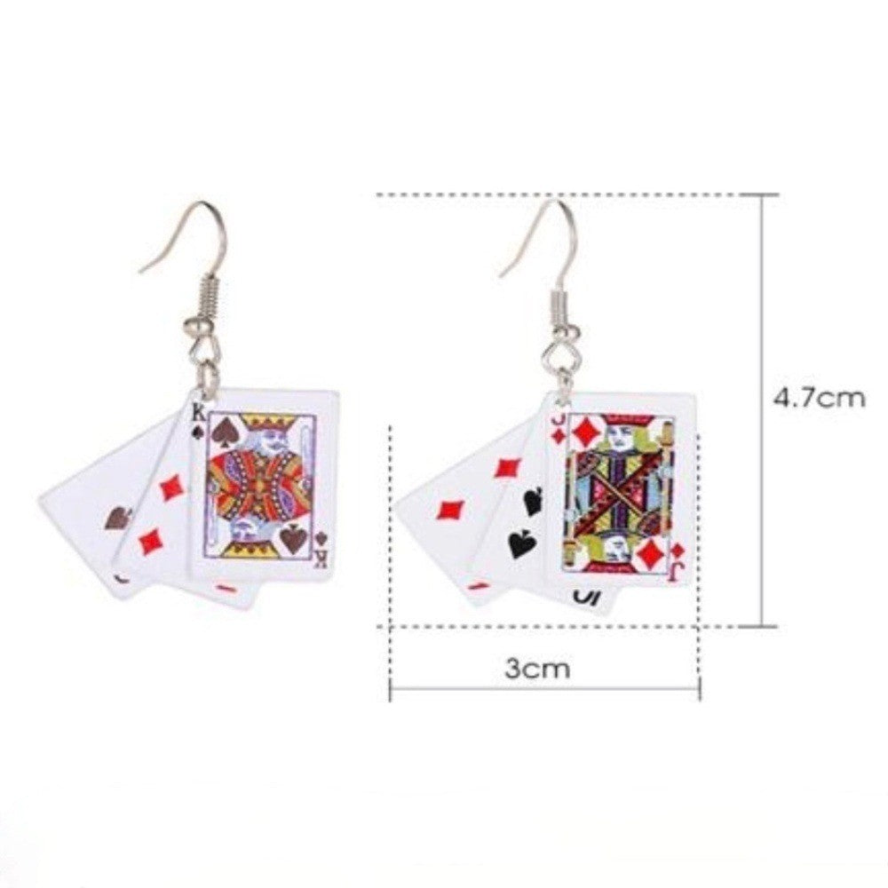 Playing Card MultiSuit Mismatched Drop Earrings Poker Las Vegas Blackjack Casino