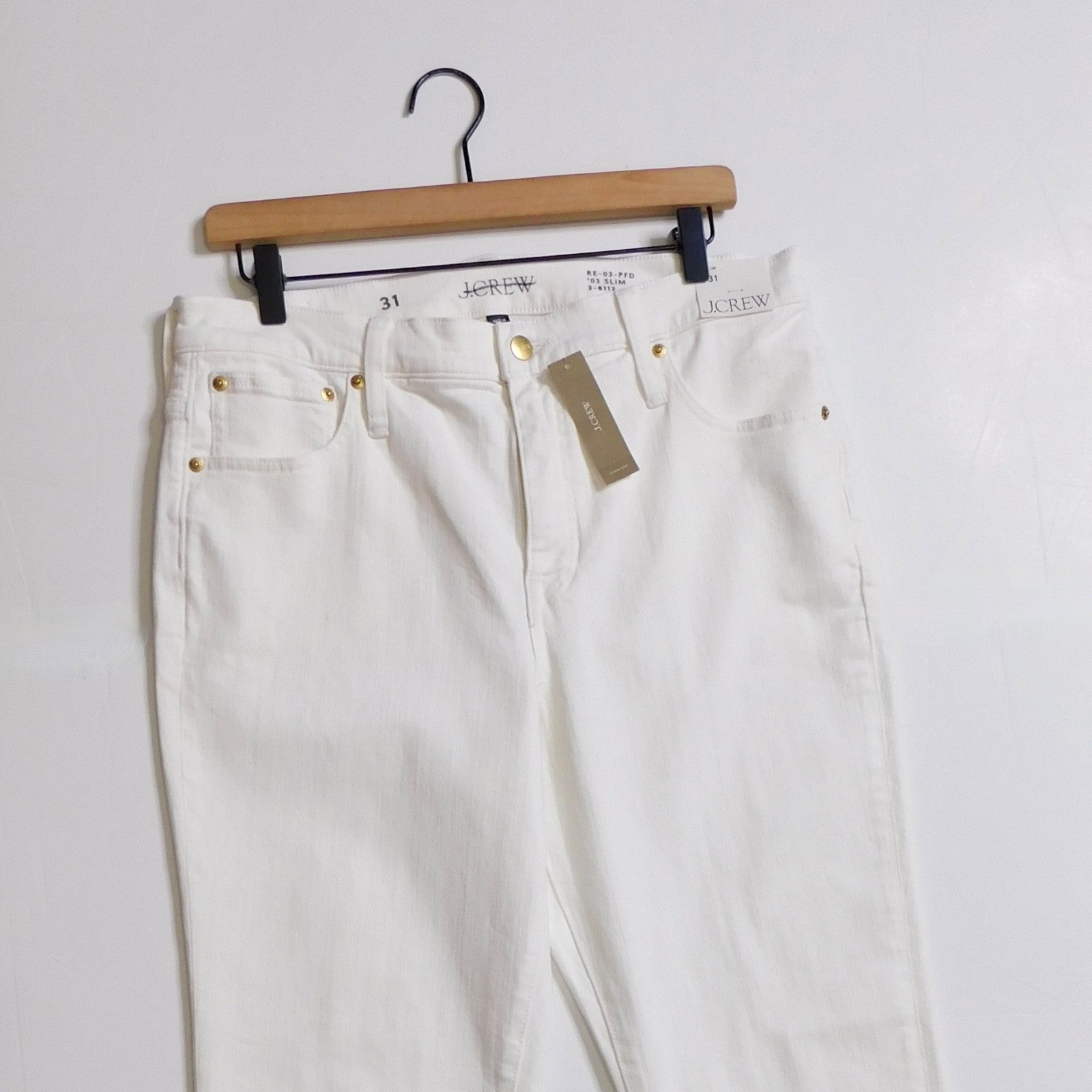 NWT!! J. CREW White Slim Jeans '03 2003 Stretch Solid White High Rise Size 31