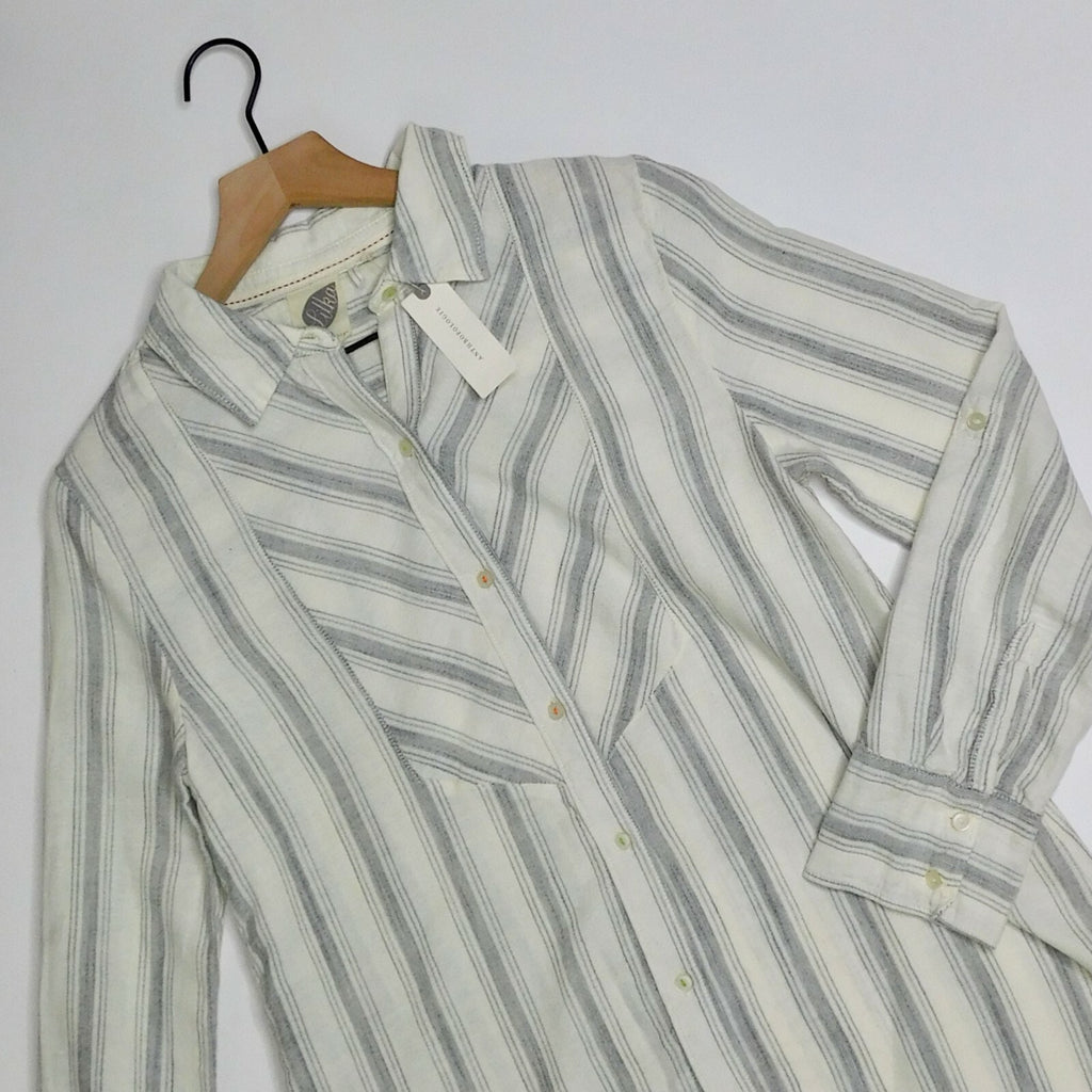 NWT!! Anthropologie LILKA Windrift Stripe Button Down Shirt Top Cotton X-Small