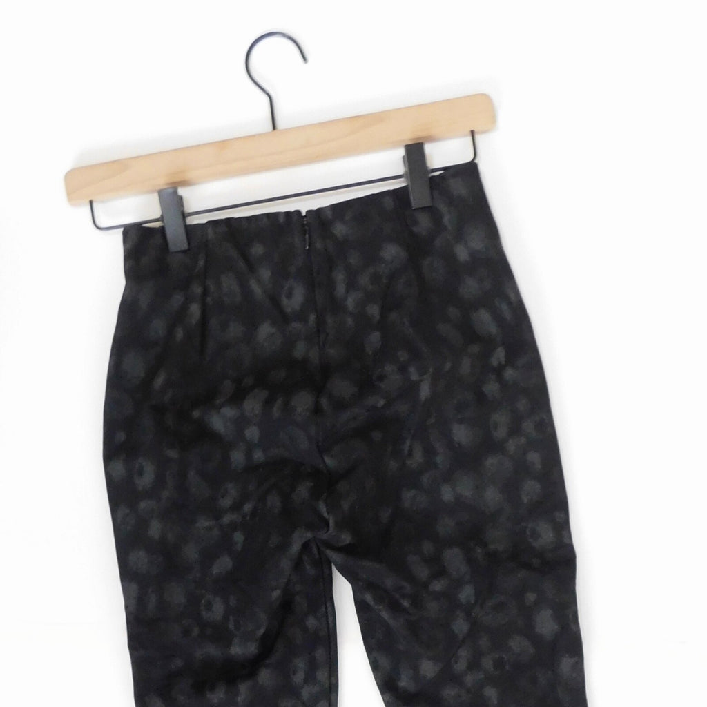 RAG & BONE Simone Leopard Print Zip Pocket Pants Black Gray Animal Crop Size 0