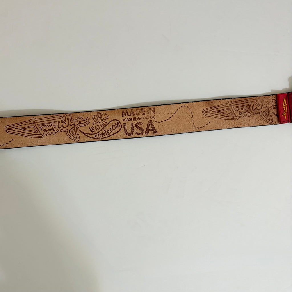 Unisex JON WYE Leather Paisley Belt Western Retro Made in USA Men Women 46.5"