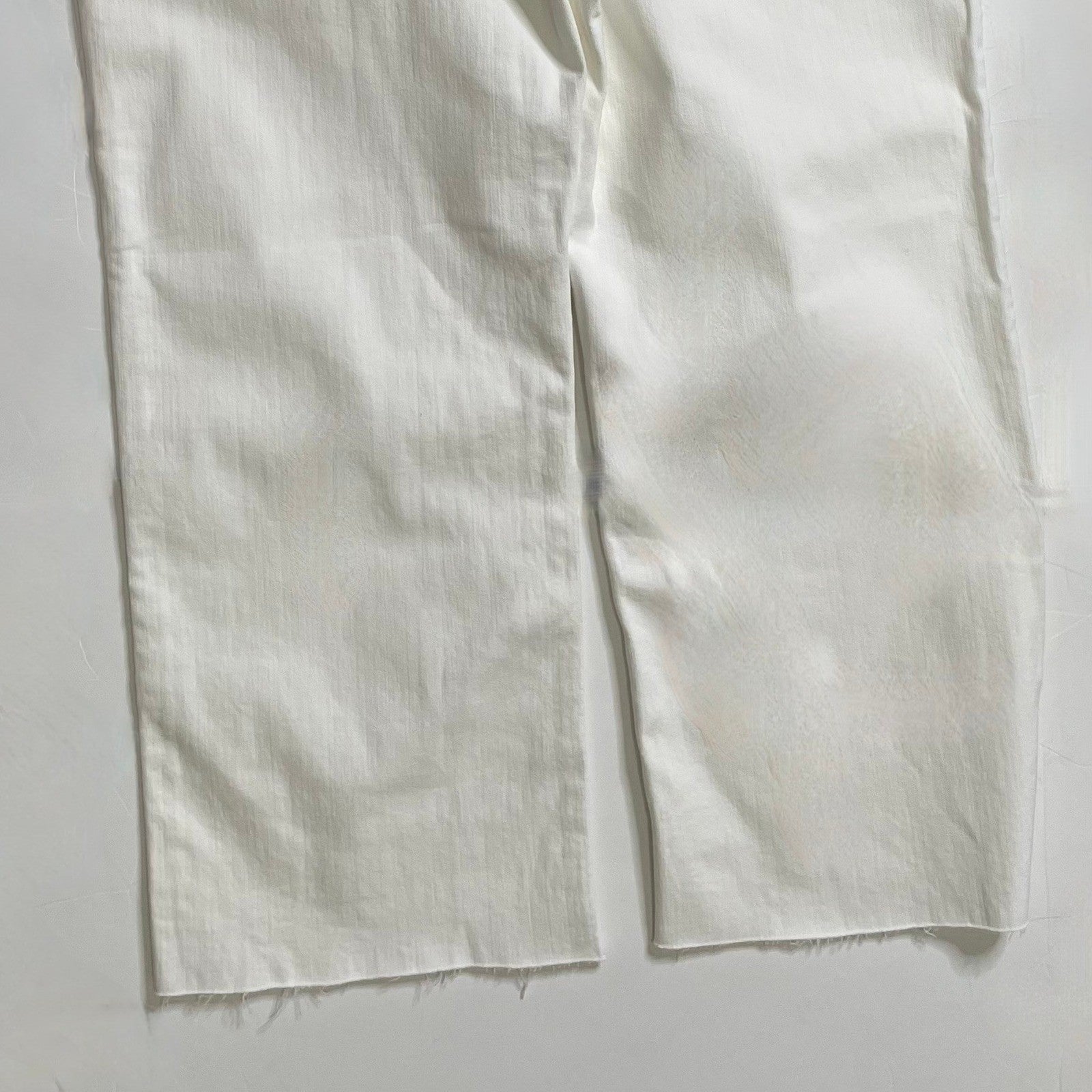 NWT!! J. CREW '96 Slim Wide Jeans Retro Raw Hems Solid White Preppy Frayed 33