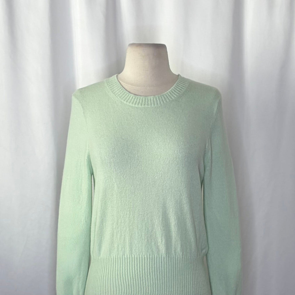 NWT!! J. CREW Cashmere Shrunken Crewneck Sweater Green Sheer Mint Knit Small