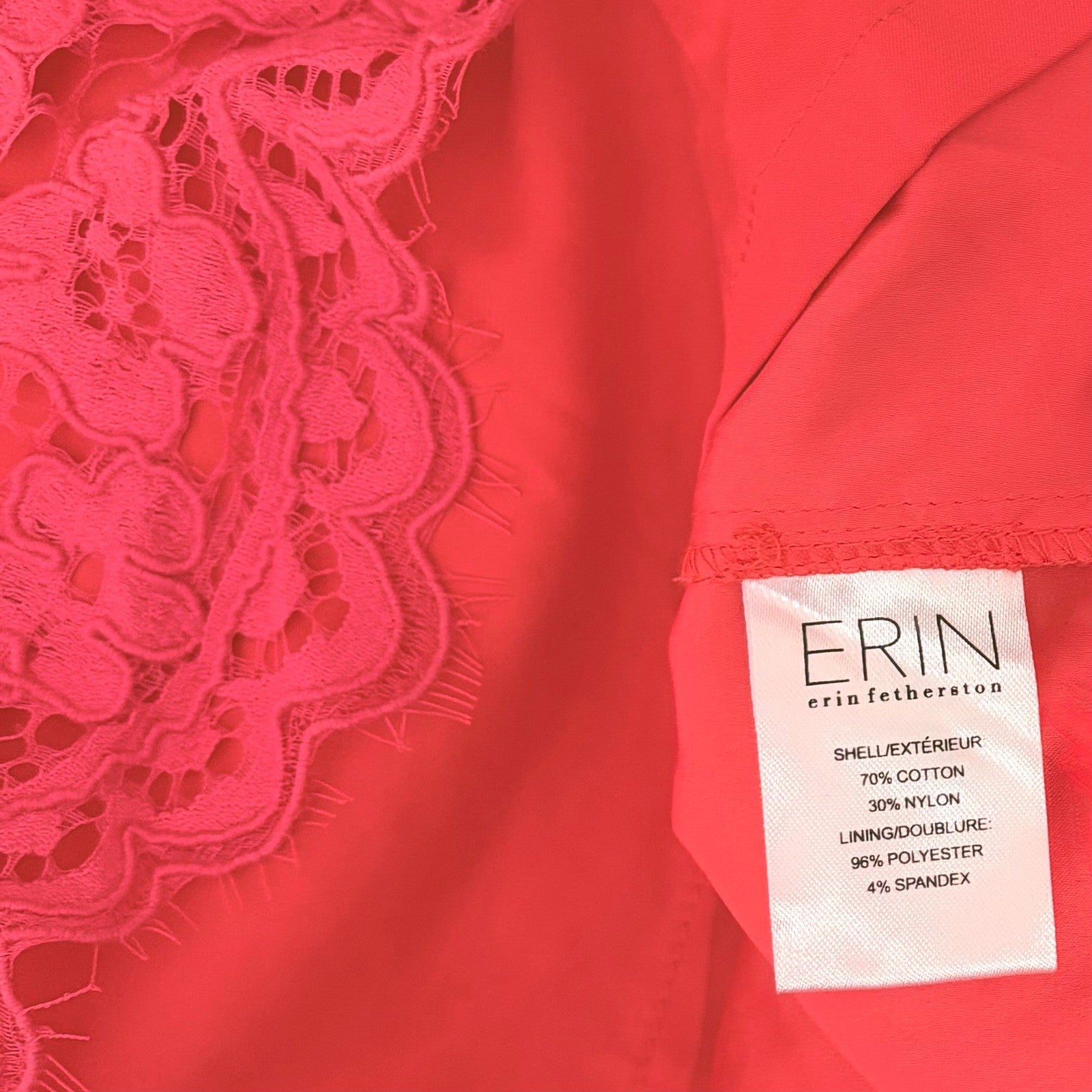 NWT!! ERIN FETHERSTON Pink Floral Lace Dress Fit N' Flare Coquette Lacey Size 4