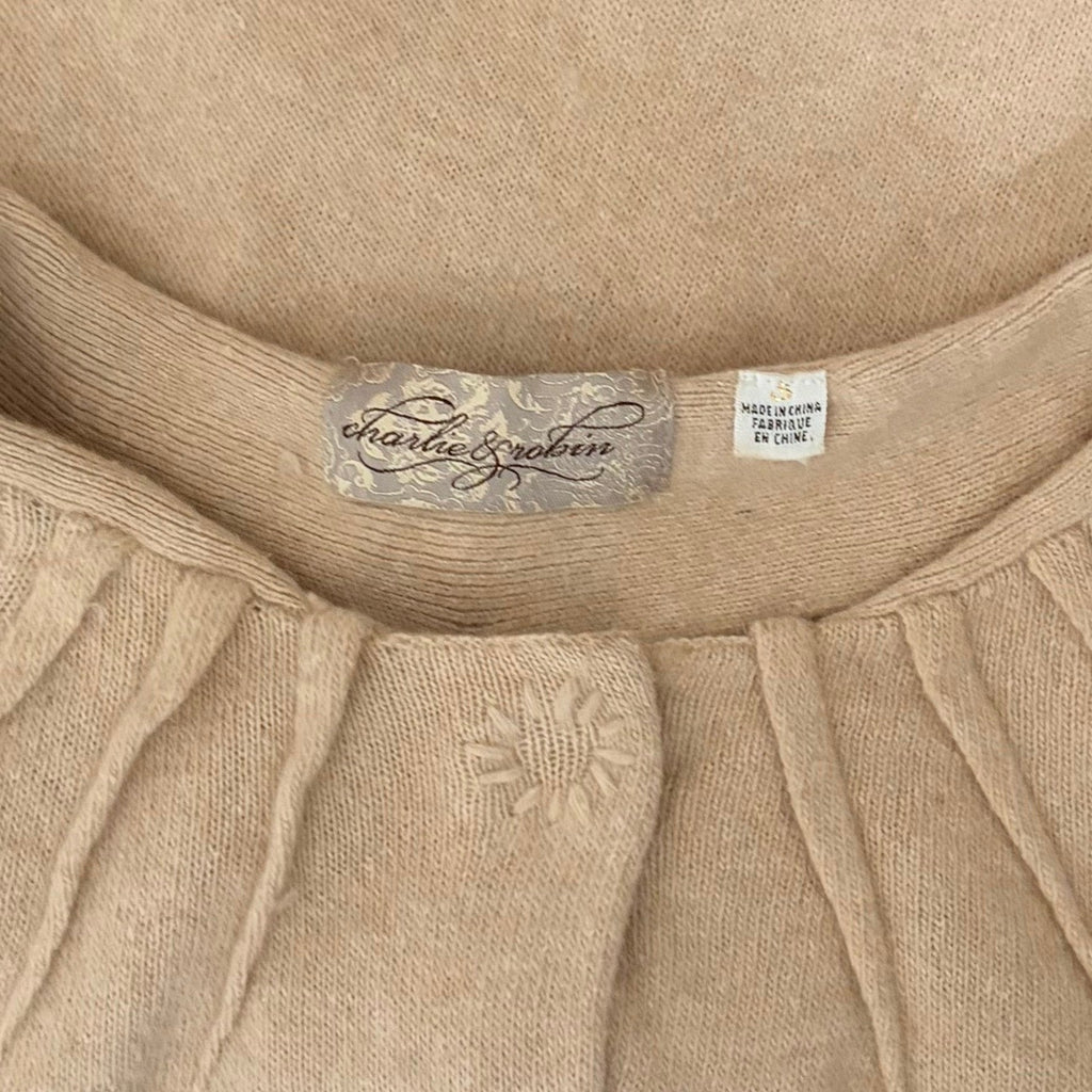 Anthropologie CHARLIE & ROBIN Cashmere Wool Cropped Cardigan Sweater Small
