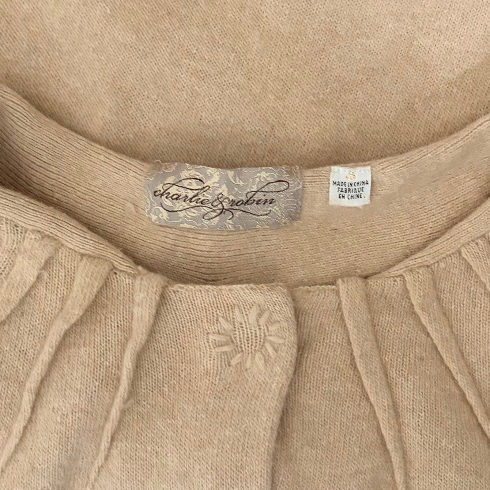 Anthropologie CHARLIE & ROBIN Cashmere Wool Cropped Cardigan Sweater Small