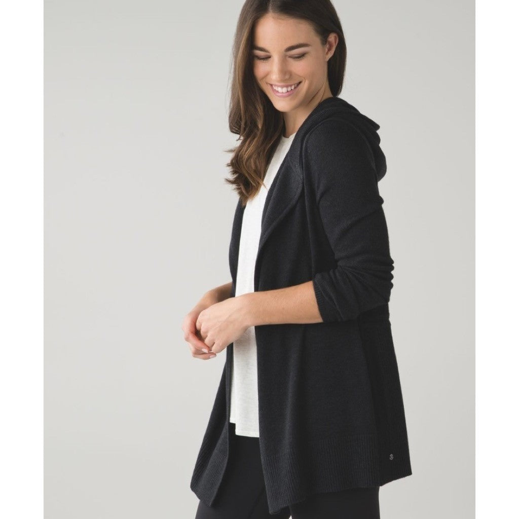 LULULEMON Peace Of Mind Wrap Cardigan Sweater Heathered Black Athleisure Size 8