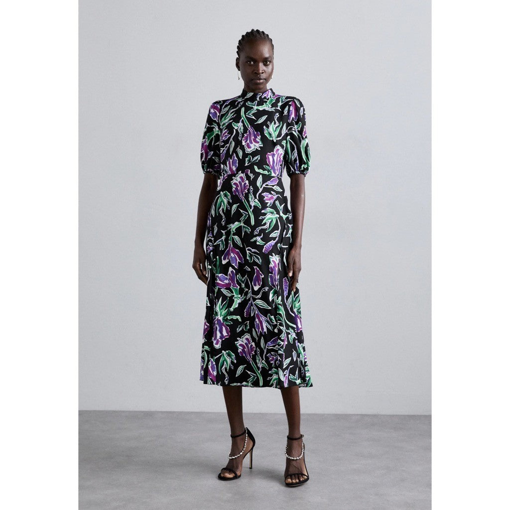 NWT!! DVF DIANE VON FURSTENBURG Nella Dress Violet Floral Midi Spring Size 2