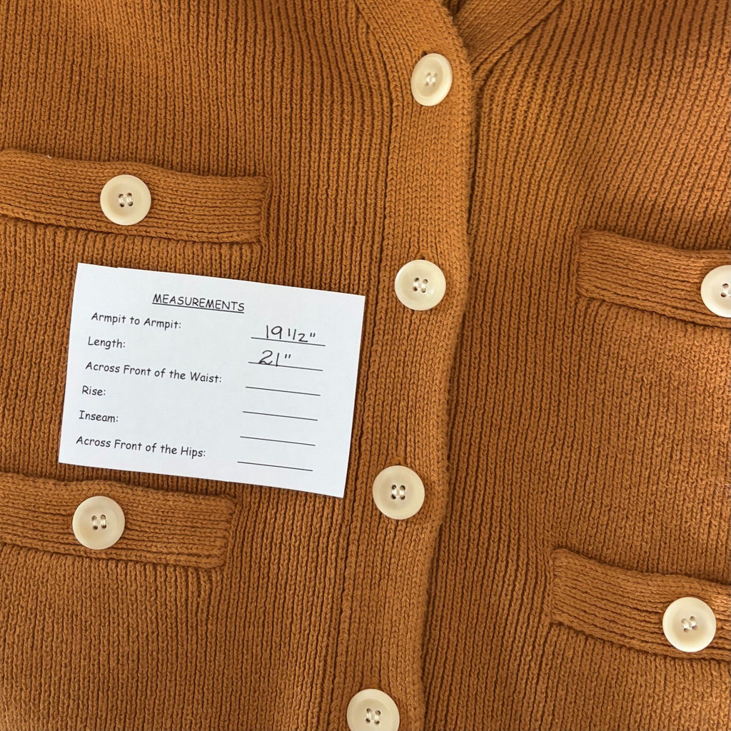 ALEX MILL Jo Ribbed Cardigan Sweater Caramel Brown Buttons Pockets Medium