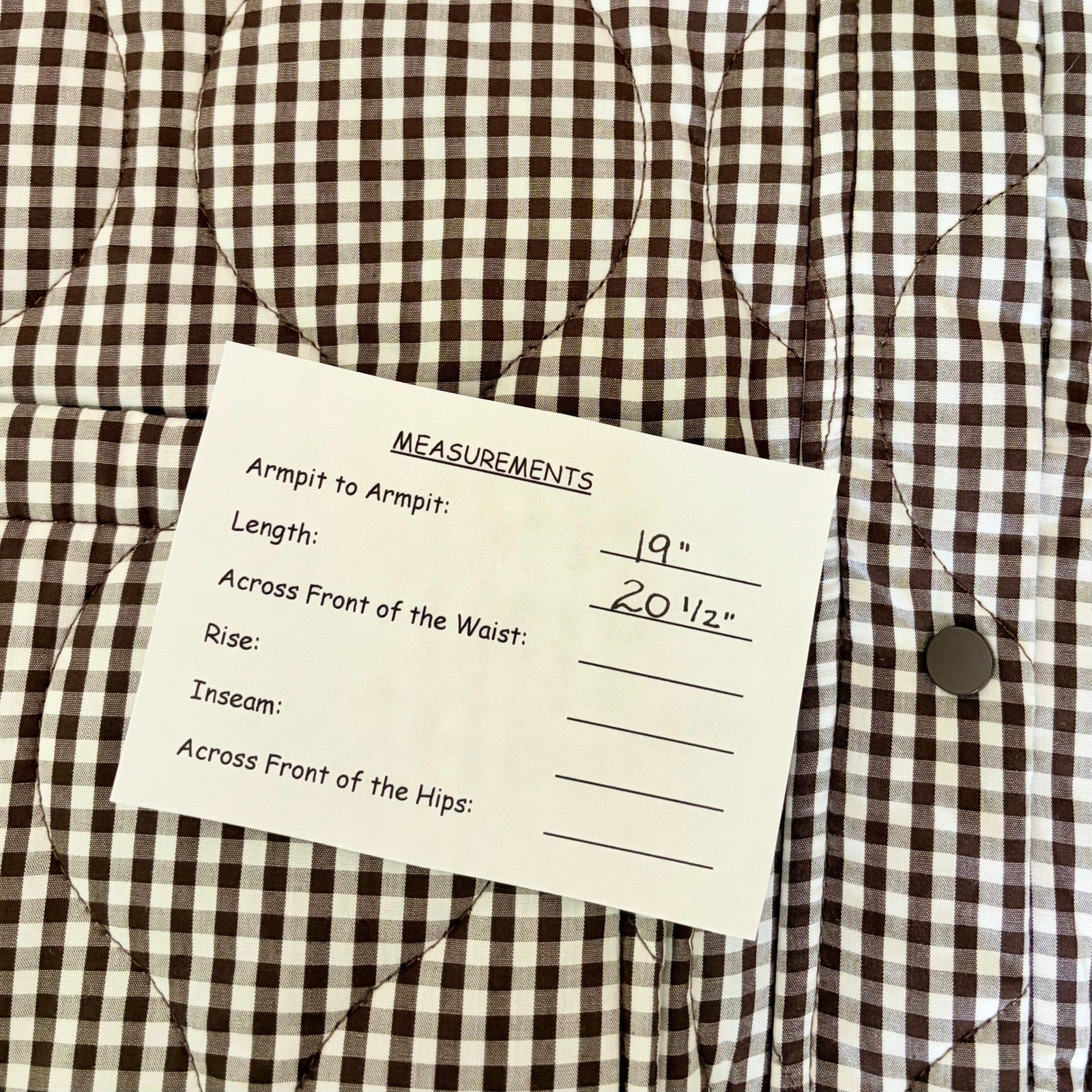 NWT!! MOD REF The Rochelle Jacket Brown White Gingham Check Quilted X-Small