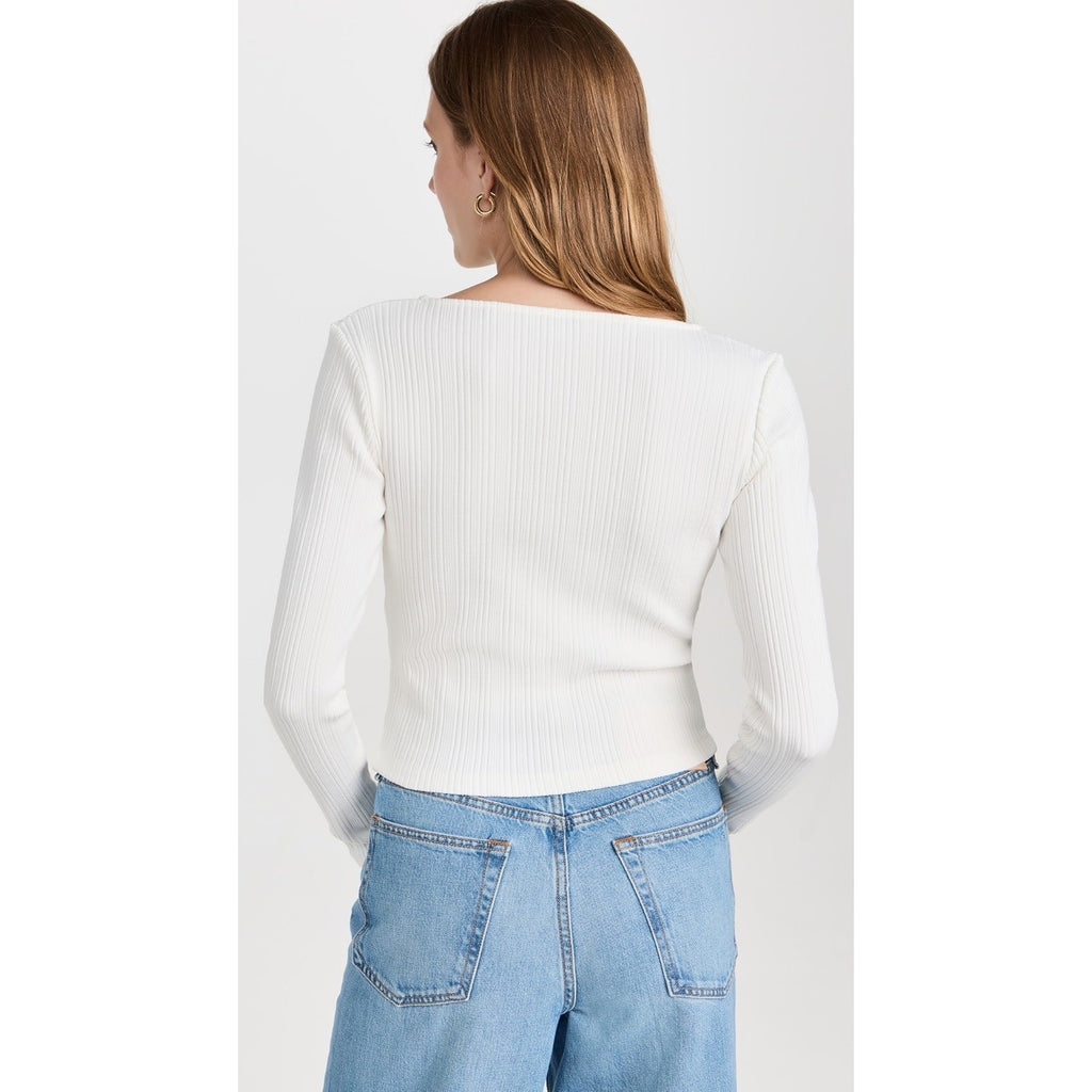 VINCE Pearl Button Cardigan Sweater Off White Ribbed Cropped V Neck X-Large