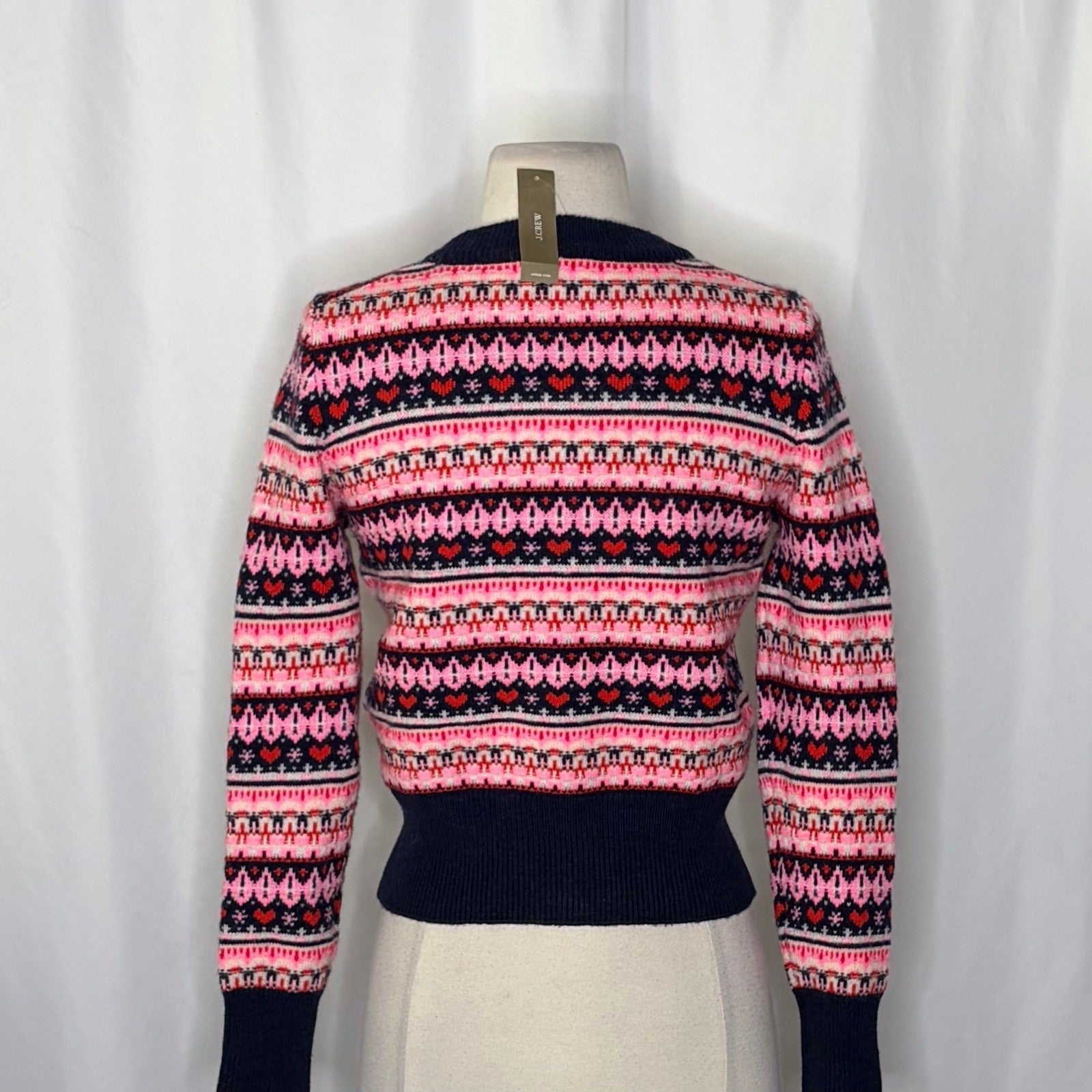 NWT!! J. CREW Fair Isle Crewneck Sweater Lambswool Wool Knit Blend XX-Small XXS