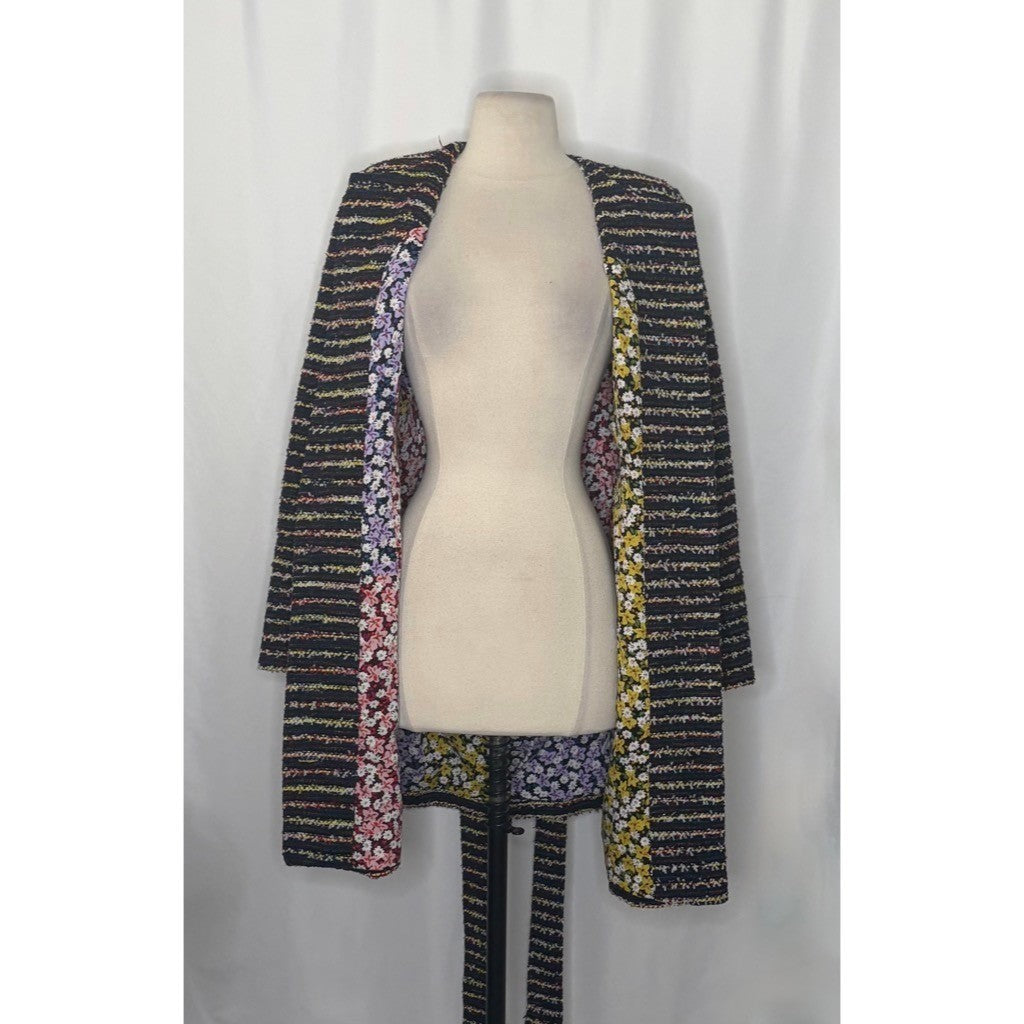 CABI Headline Topper Colorful Tweed Floral Belted Coat Preppy Style 5660 Size 2