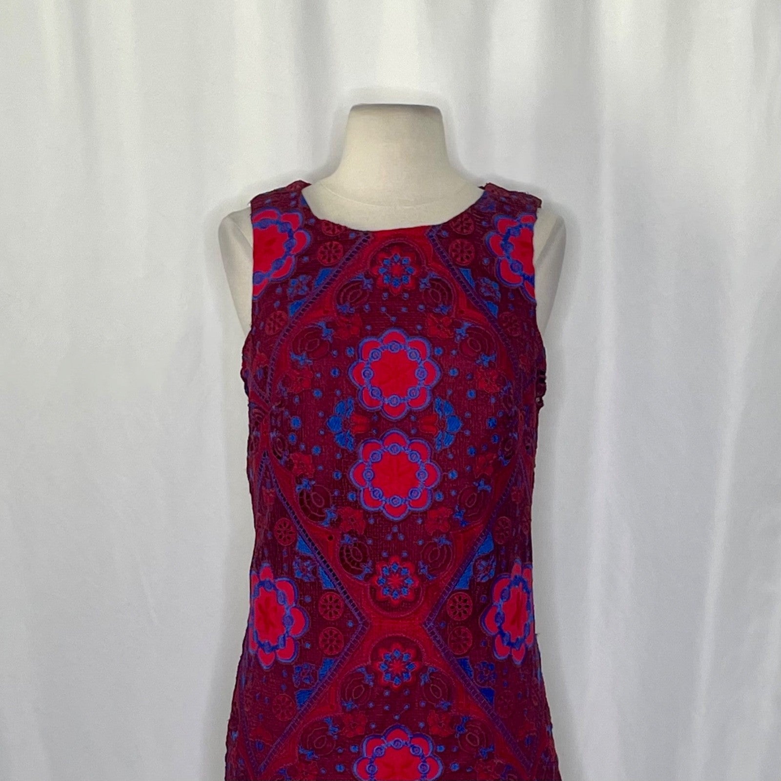 Anthropologie EVA FRANCO Eyelet Mini Shift Dress Embroidered Lace Size 0