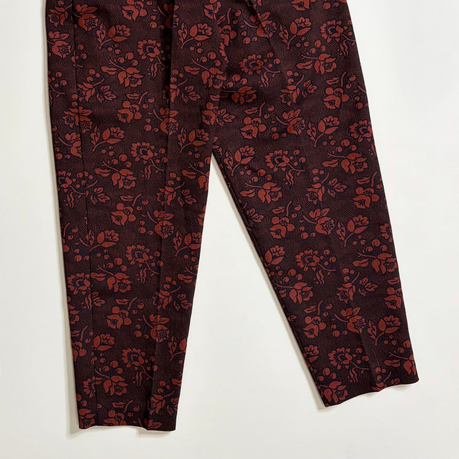 Anthropologie MAEVE Floral Jacquard High-Rise Trousers Pants Tapered Office 2