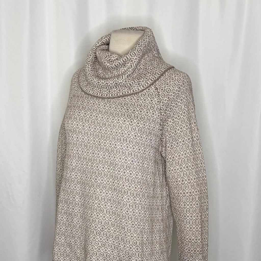 TOMMY BAHAMA Wool Blend Cowl Neck Sweater Coastal Geometric Raglan Knit Small