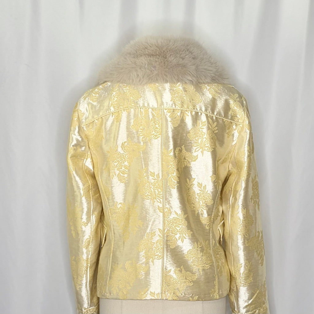 NWT!! FREE PEOPLE French Exit Laluna Jacket Jacquard Faux Fur Collar Large