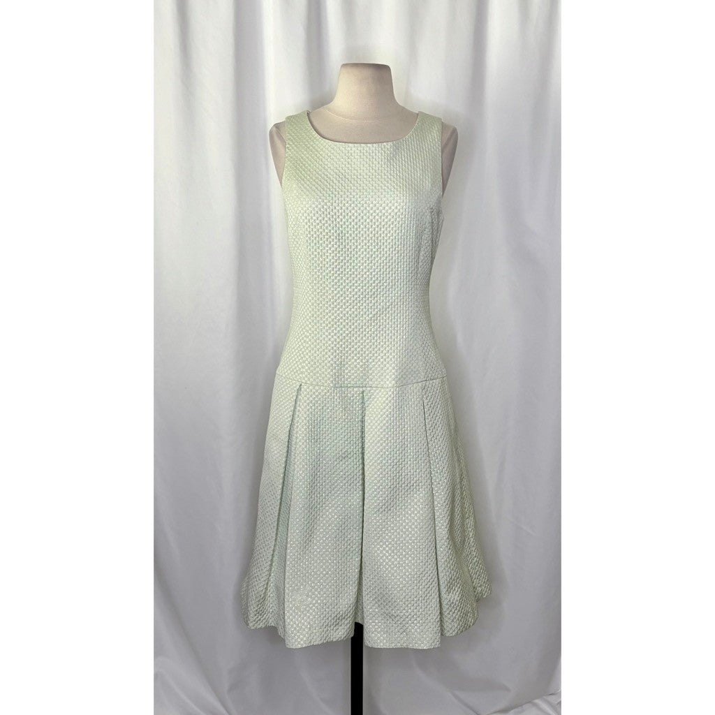 HELENE BERMAN Two Piece Set Blazer Dress Green Metallic Jacquard Size 8