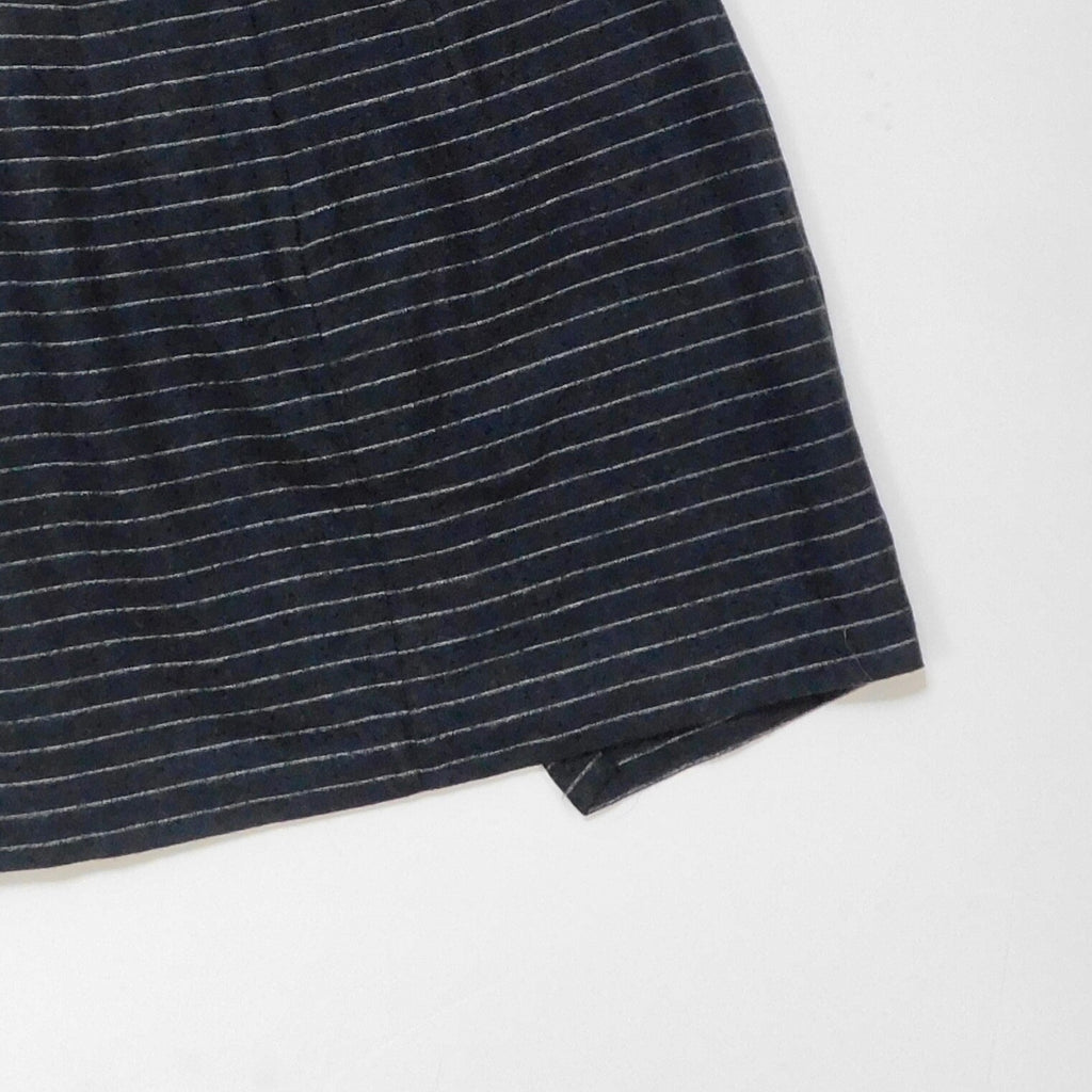 MADEWELL Wool Gray Striped Mini Skirt Academia Collegiate Faux Wrap Size 4