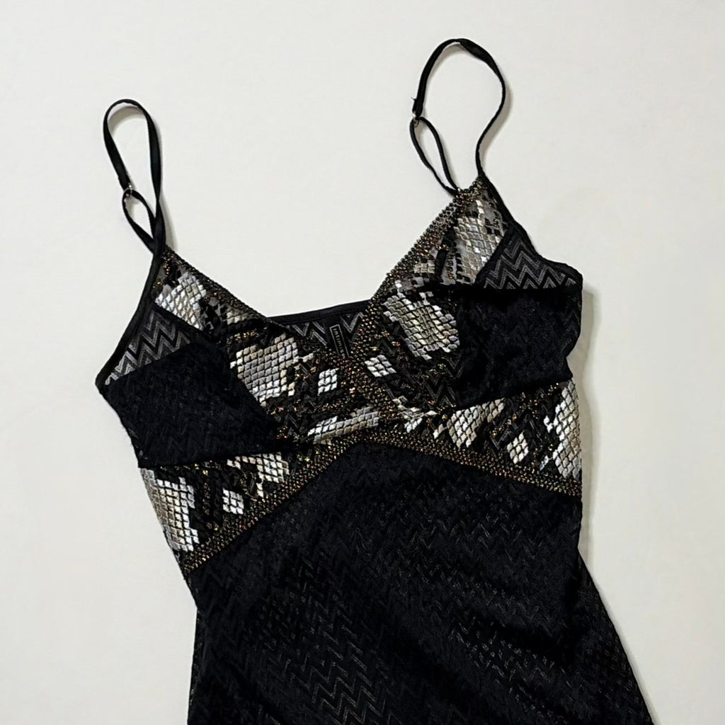 INTIMISSIMI Snake Charmer Embroidered Bodysuit Chevron Lace Lingerie Small