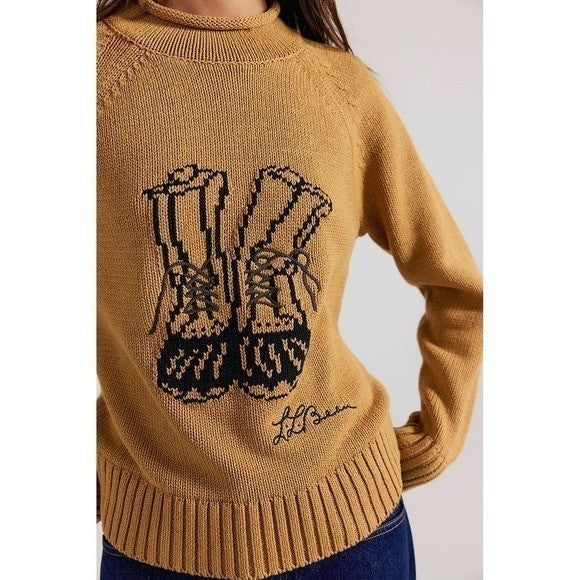 NWT!! FREE PEOPLE x L.L. BEAN Cotton Rollneck Sweater Hiking Boots Large