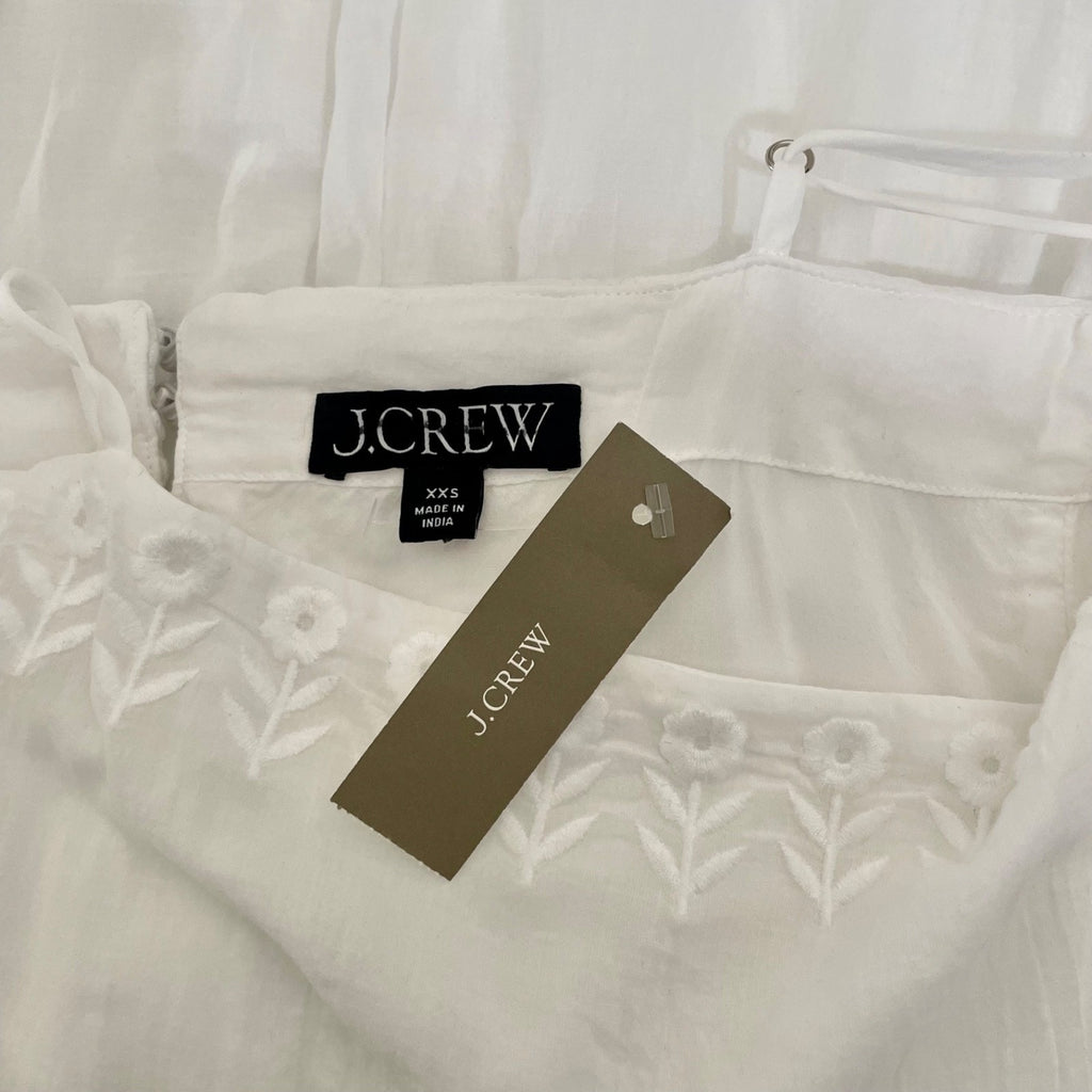 NWT!! J. CREW Sorrento Dress Cotton Voile Solid White Bridal Preppy XXS XX-Small