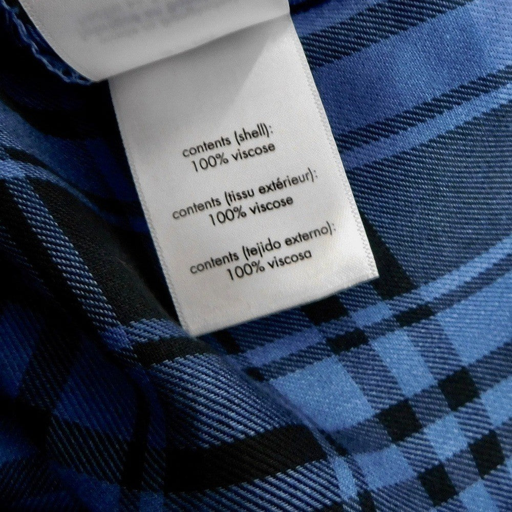 NWT!! WEWOREWHAT Boyfriend Shirt Plaid Navy Blue Collared Oversized Small Medium