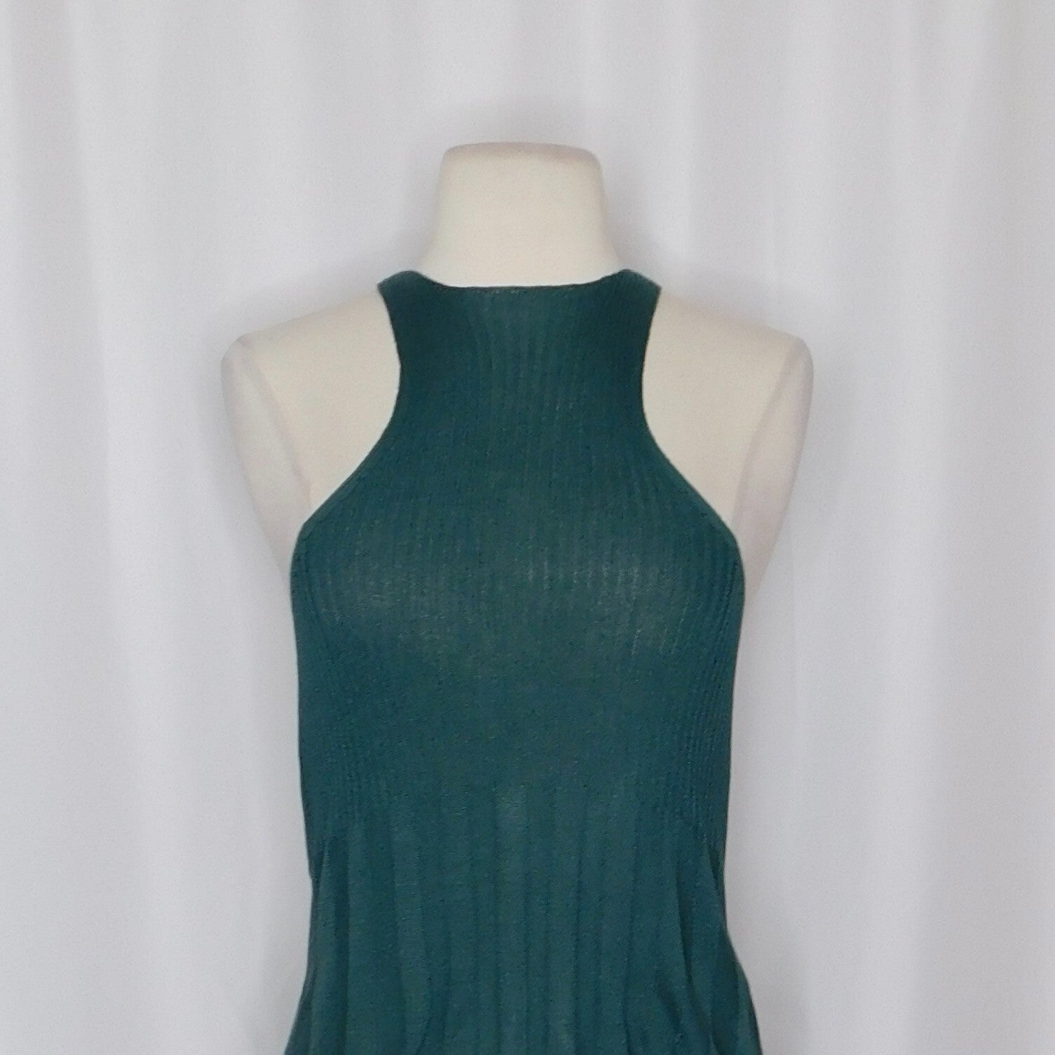 FREE PEOPLE Intimately Switch It Up Tank Cami Green Balsam Ribbed Knit Large