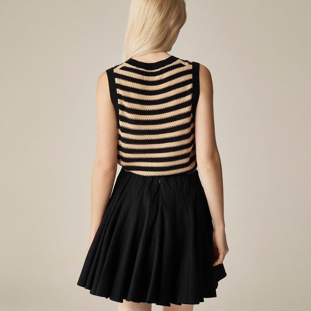 NWT!! J. CREW Godet Mini Skirt Black Chino Pleated Solid Pleats Preppy Size 2