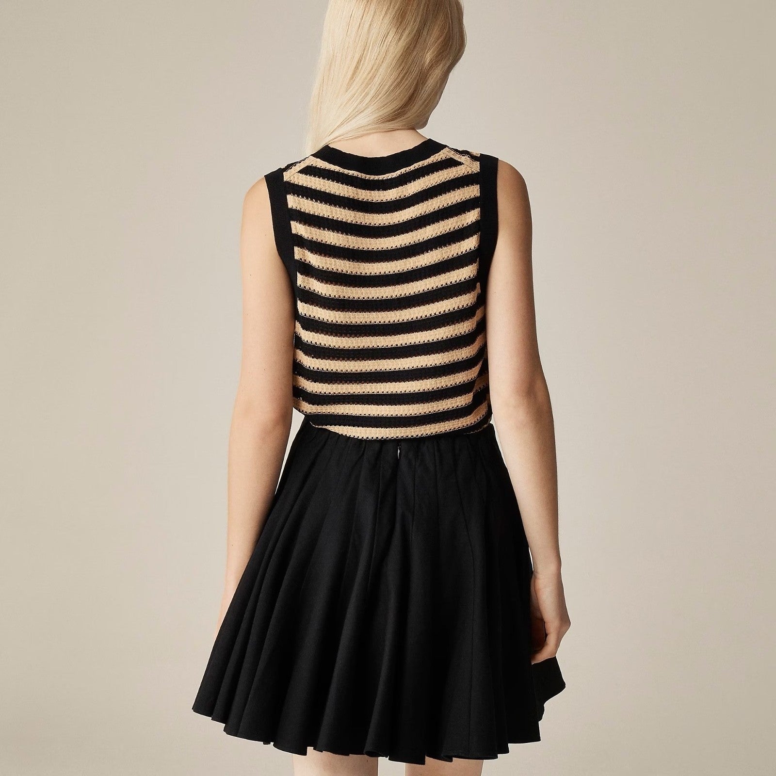 NWT!! J. CREW Godet Mini Skirt Black Chino Pleated Solid Pleats Preppy Size 2