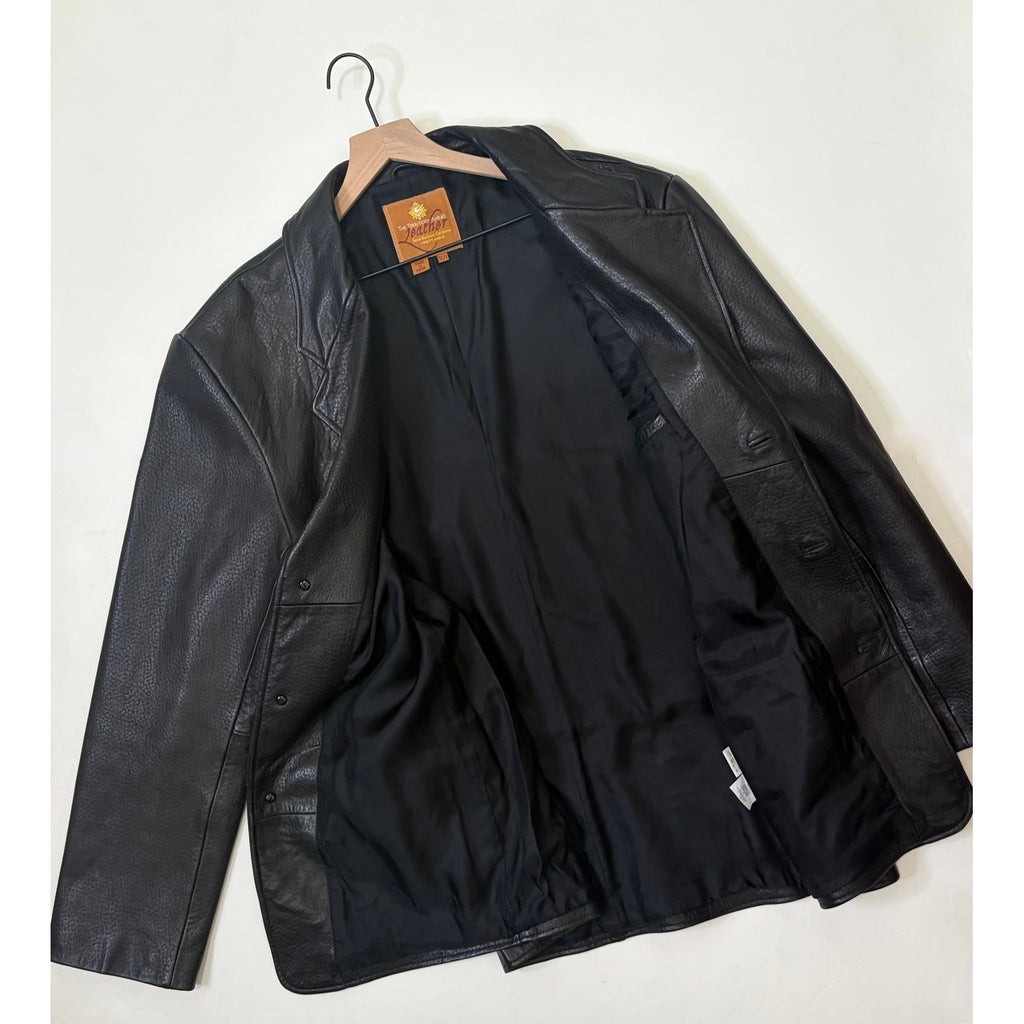 Vintage THE TERRITORY AHEAD Black Leather Jacket Blazer Solid X-Large Tall