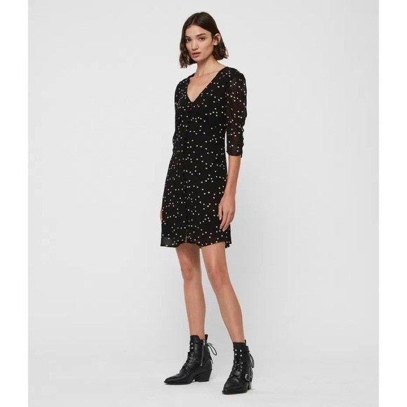 ALLSAINTS Malie Broken Heart Dress Embroidered Black Ivory All Saints Small