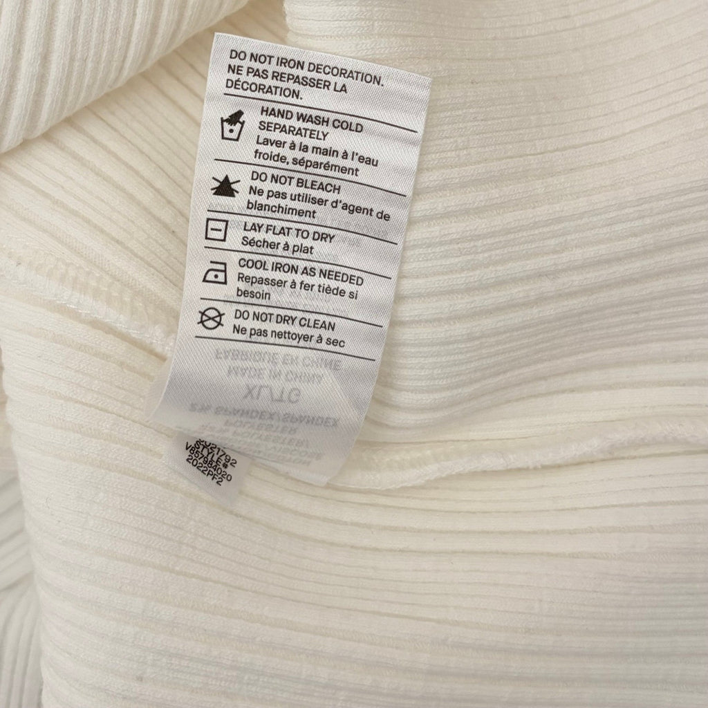 VINCE Pearl Button Cardigan Sweater Off White Ribbed Cropped V Neck X-Large