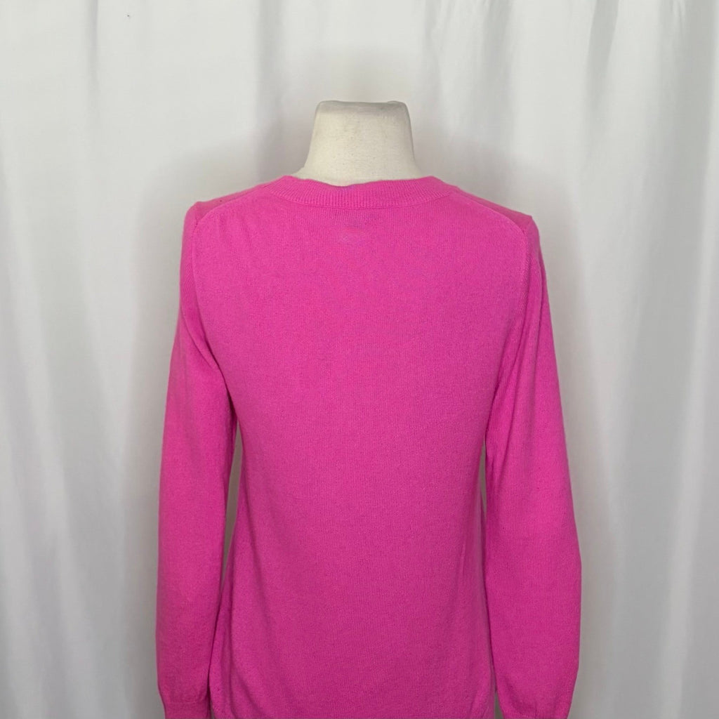 J. CREW Cashmere Slim Fit Crewneck Sweater Solid Neon Fuchsia Pink Knit Small