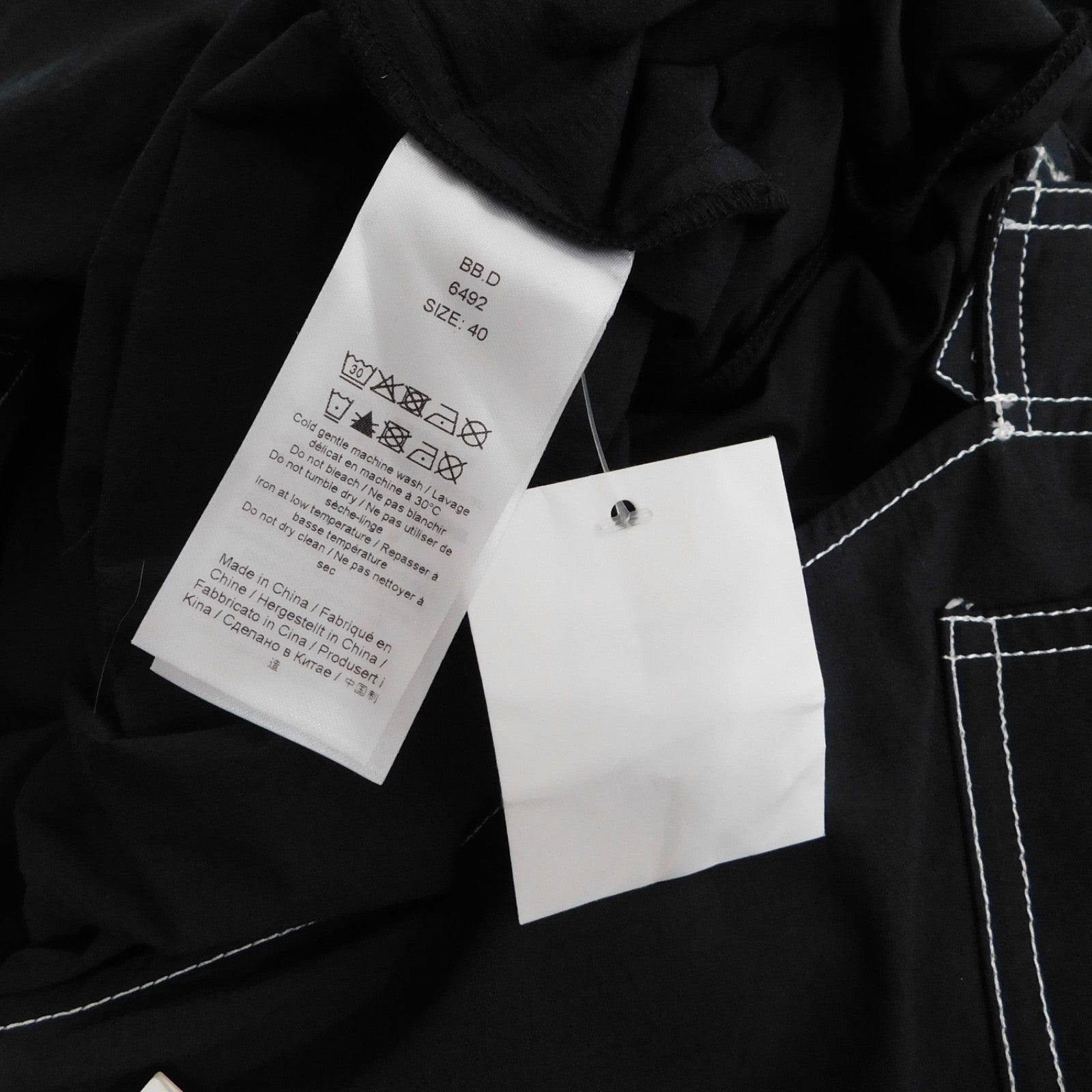 NWT!! GANNI Belted Contrast-Stitch Jumpsuit Black Cargo Pockets Organic Cotton 8