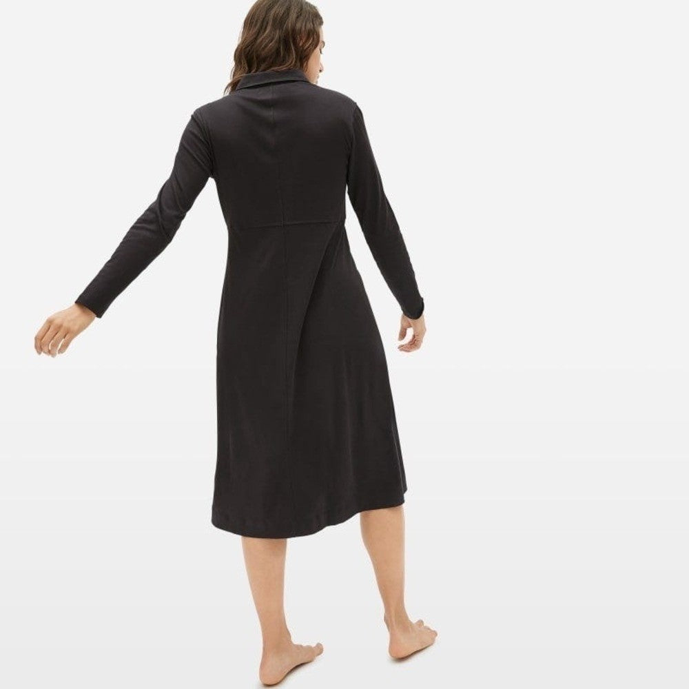 EVERLANE The Luxe Cotton Shirtdress Solid Black Shirt Dress Minimalist Small