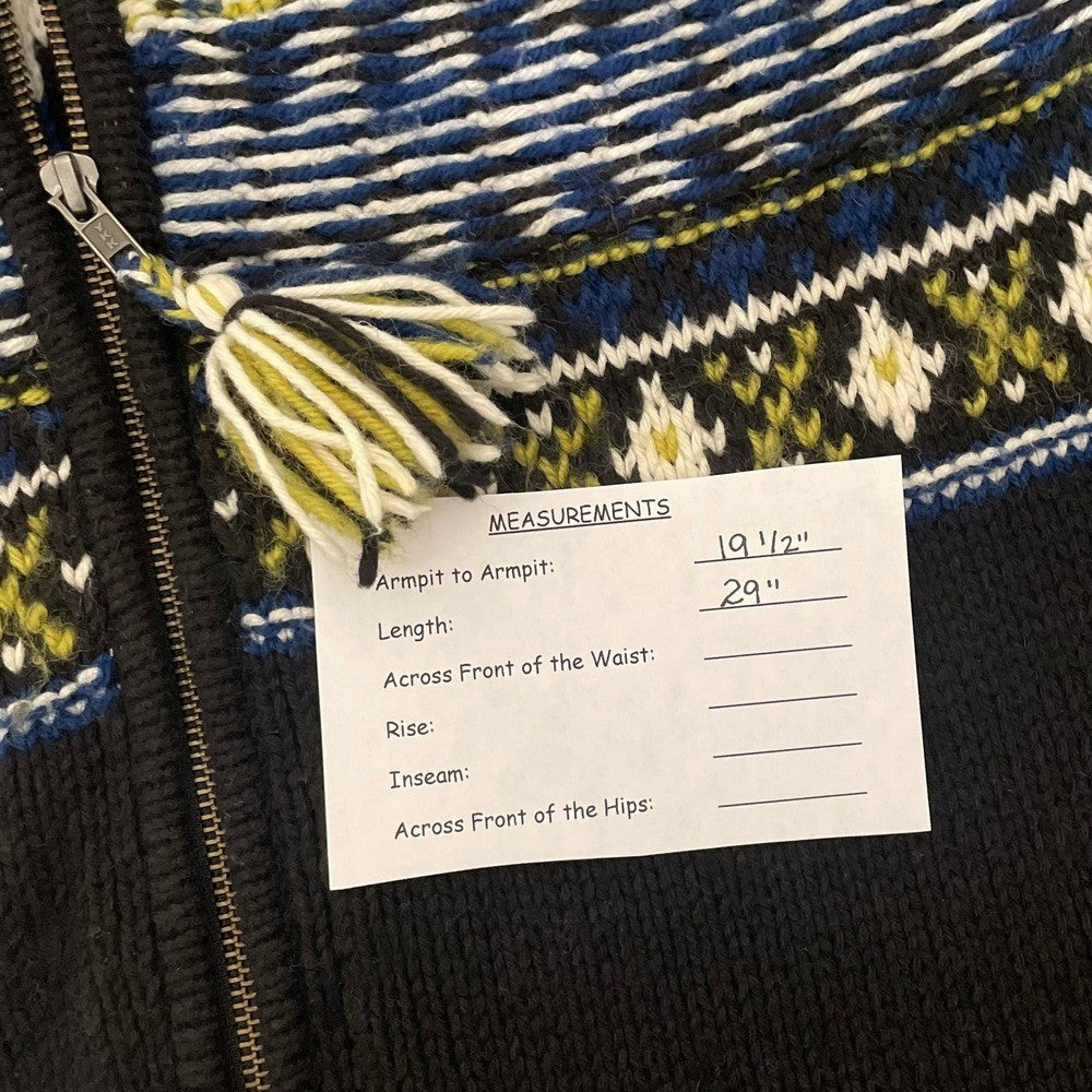 Anthropologie SPARROW Batley Fairisle Black Cardigan Sweater Fair Isle Large