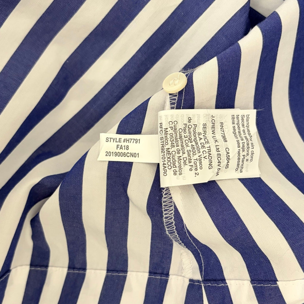 J. CREW Lighthouse Tie Waist Shirtdress Blue White Stripe Shirt Dress Size 0