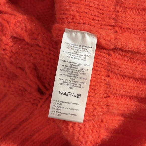 NWT!! FREE PEOPLE Clementine SoftSpun Cable Knit Pullover Solid Orange Small